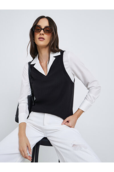 Styli قميص نسائي محبوك متعدد الطبقات