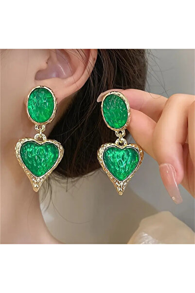 byozanyılmaz Green and Purple Stone Long Earrings