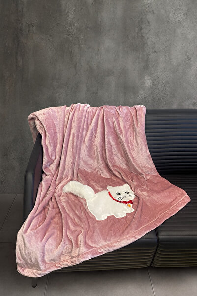 Lucy and Home 3 Boyutlu Kedi Nakışlı Welsoft Tv Battaniyesi 140x180cm