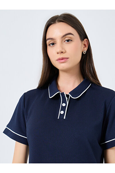 Take Two By Styli Solid Knitted Short Sleeve Polo Top