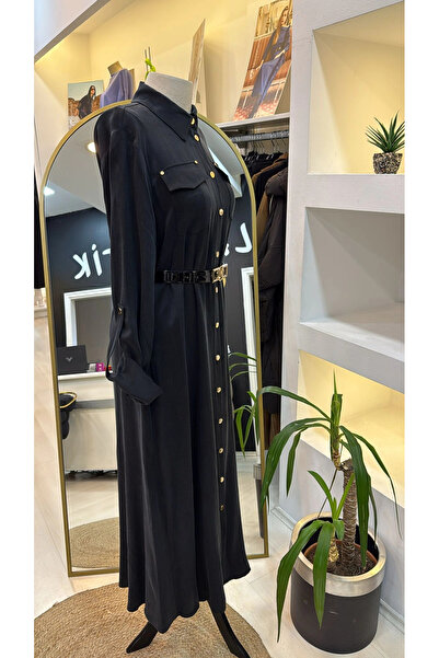 Nuss Silk Dress with Belt and Citcit Detail 2002 Black