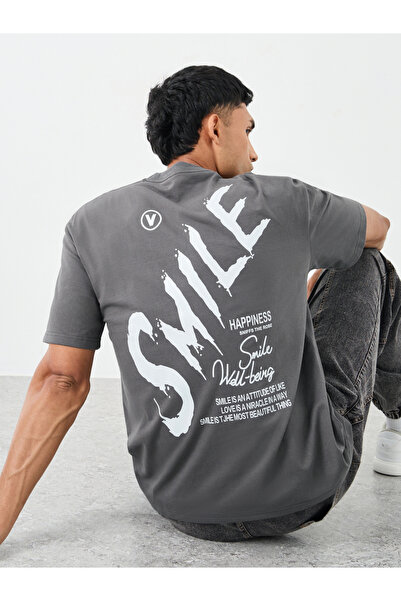 Styli Slogan Back Print Crew Neck Oversized T-Shirt