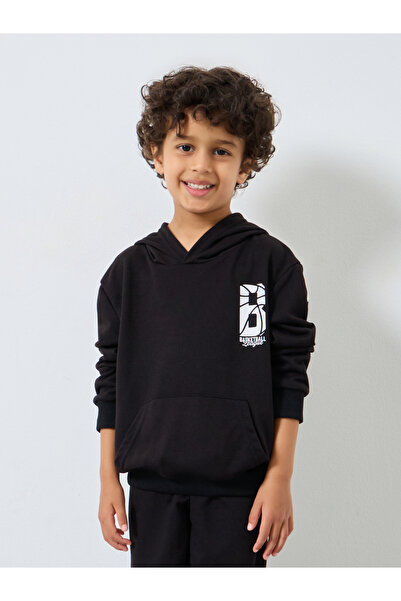 Styli Boys Black Graphic Hoodie and Joggers Set