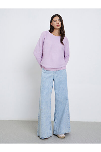 Take Two By Styli Purple Knit Relaxed Fit Sweater