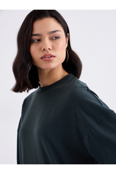 Styli Charcoal Oversized Slogan Print T-Shirt