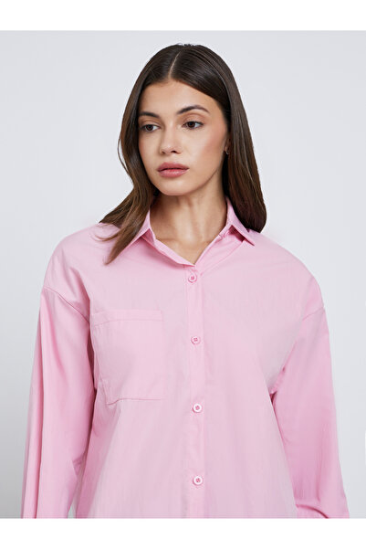 Styli Pink Long Sleeve Oversized Shirt