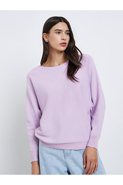Take Two By Styli Purple Knit Relaxed Fit Sweater