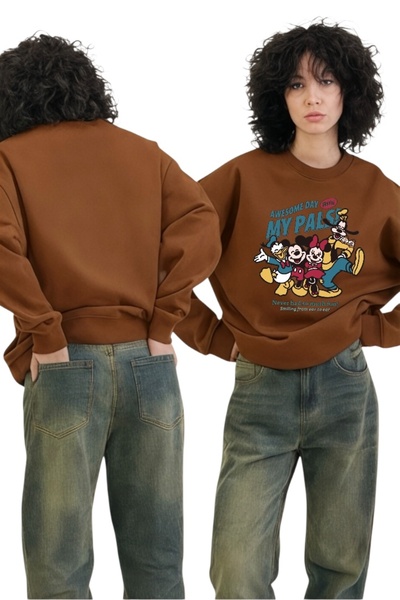 ArtYus Φούτερ με μακρυμάνικο μονόχρωμο σχέδιο Mickey Minnie Transfer με τύπωμα