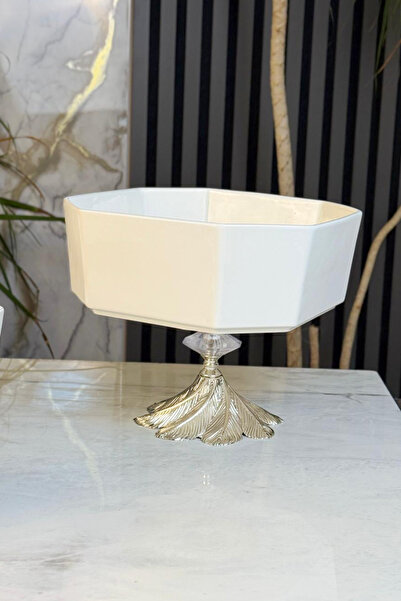 MAY HOME وعاء مربع من الخزف مع قاعدة وطبق تقديم للسلطة والمقبلات