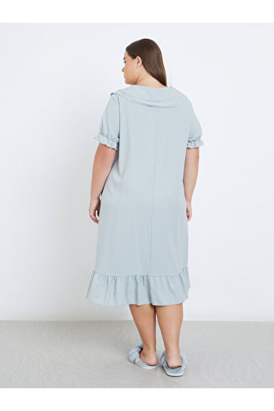 Styli Plus Peter Pan Collar Textured Nightdress