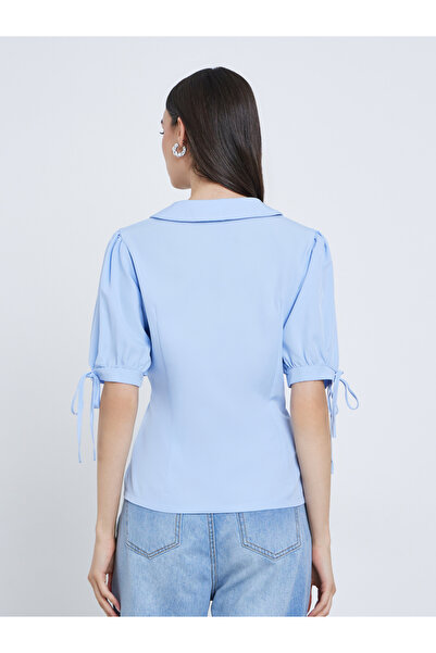 Take Two By Styli Puff Sleeve Pleated Detail Buttoned Shirt