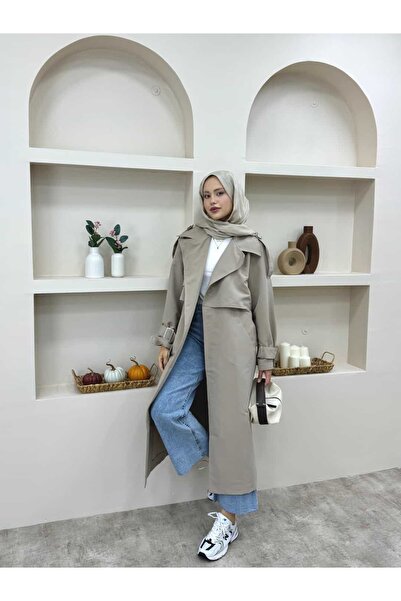 lurex moda Çift Rüzgarlık Trenç Kot