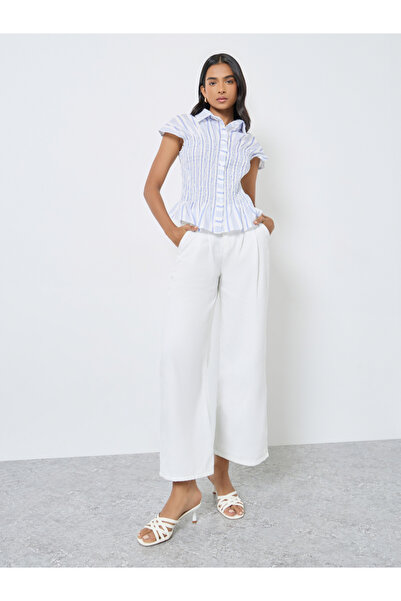 Take Two By Styli قميص مخطط بتفاصيل مطرزة وأزرار