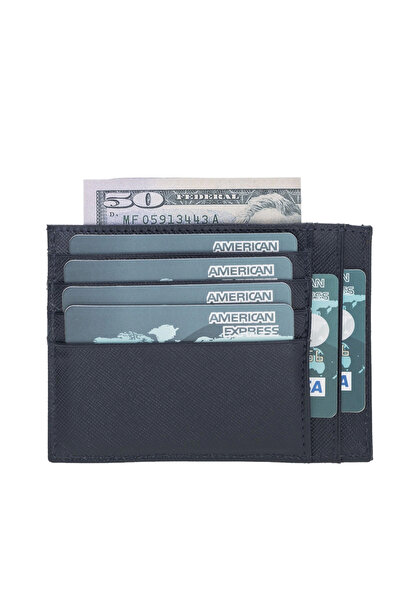 FrereConception Zip Leather Zippered Card Holder Zpch Snb Navy Blue