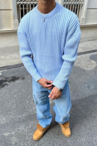 Flaw Wear κοτλέ Μπλε πλεκτό πουλόβερ