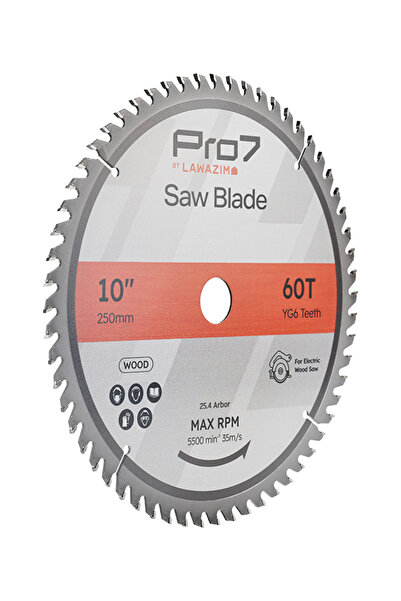 Lawazim Pro7 Wood Saw Blade - 10 Inch 60T Carbide Tipped Circular Blade for Hardwood Plywood