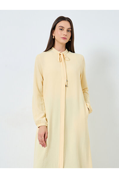 Take Two By Styli Women Yellow Zip-Up Maxi Kimono