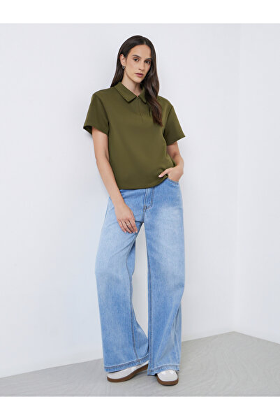 Styli Oversized Half Zip Knitted Polo T-Shirt