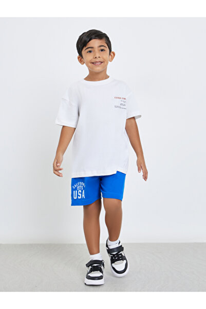 Styli Boys Cotton Slogan T-Shirt and Shorts Set