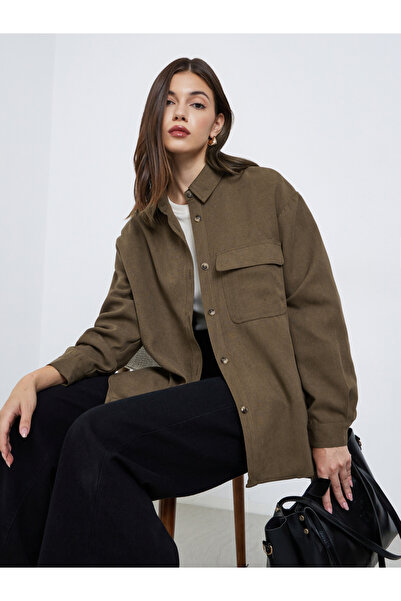 Styli قميص بني بأكمام طويلة وجيب