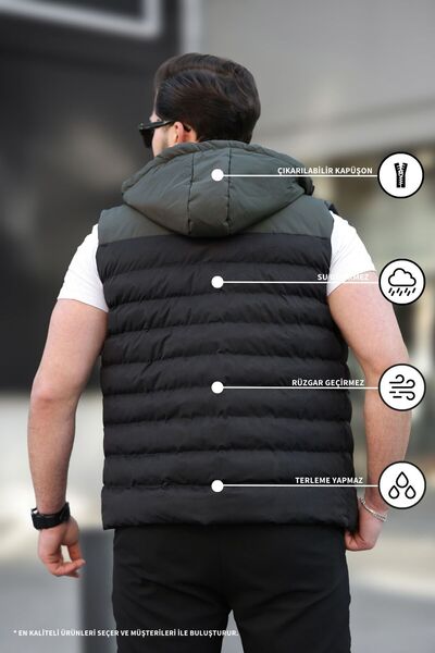 KOCCI Water and Windproof Detachable Hood Men's down Jacket Vest