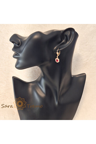 saratremo Queen Rubini Earrings – Red Crystals 18K Gold Plated Brazil