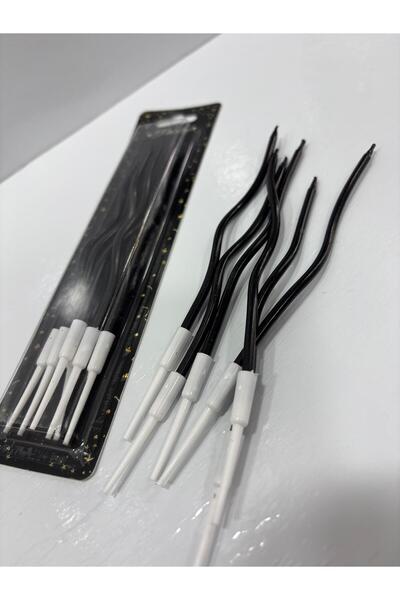 shop 6'lı KIVRIMLI SİYAH Doğum Günü Mumu 15CM Pasta Mumu Kıvrık Mum