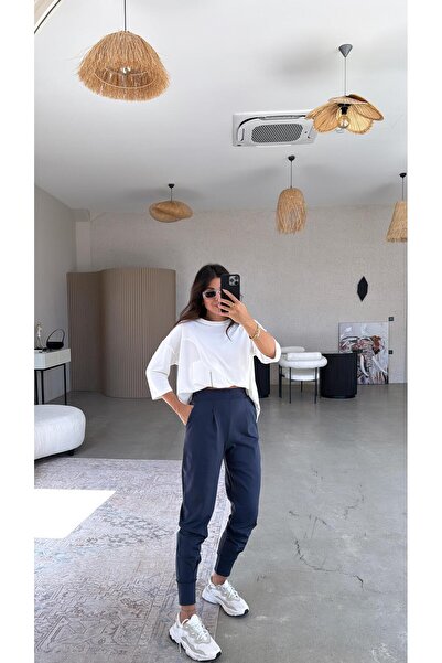 Buket Teke Lacivert Scuba Rahat Pantolon