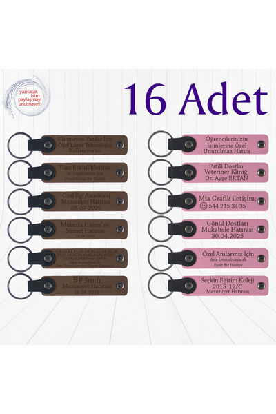miawiki Name Writable Leather Keepsake Keychain, Purple & Navy Blue, for Thos...