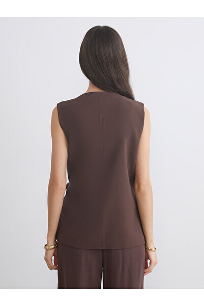 LC Waikiki Brown Double-Breasted Collar Women's Classic Vest