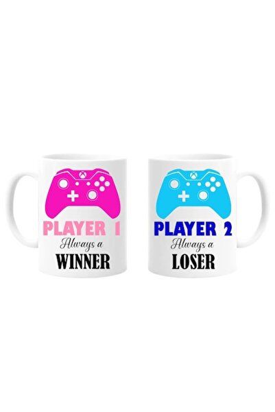 OEM Set 2 căni personalizate pentru îndrăgostiți cu mesajul: „Jucătorul 1, me...