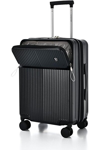 PK PARTNER Trolley Travel Luggage 3-Piece Set with Front Opening Cabin Bag, Hardshell, Bottle Holder, 360° Spi