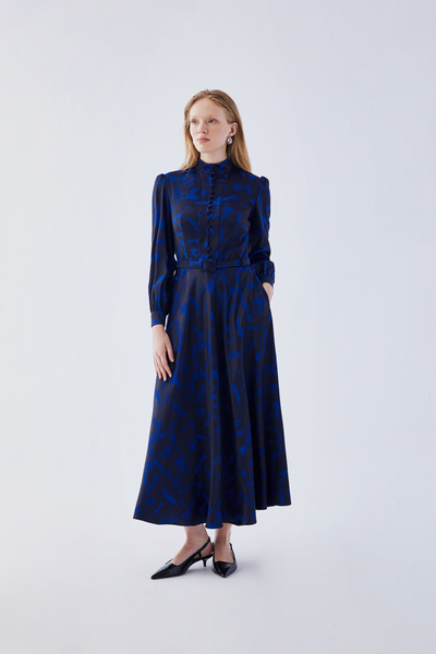 IDYL BRİTLİ DESENLİ ELBİSE