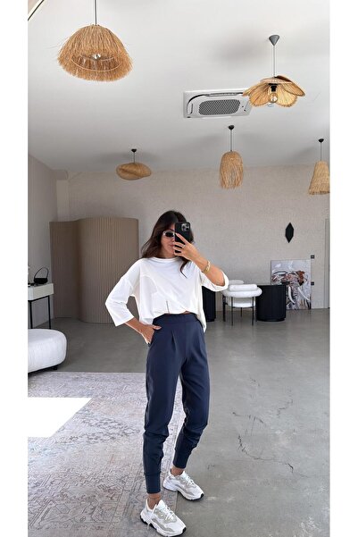 Buket Teke Lacivert Scuba Rahat Pantolon