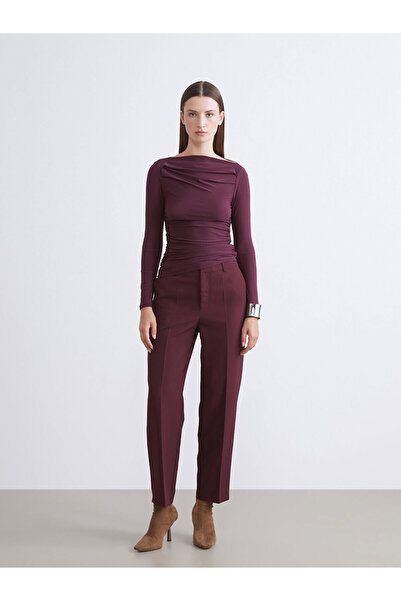 LC Waikiki Burgundy Standard Fit Women's Trousers