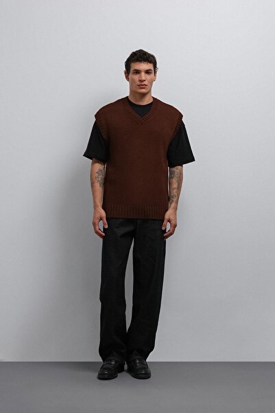 Antioch Brown Knitted Men's Knitwear Vest