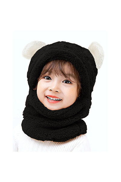 Leiste 3-6 Yaş Peluş Panda Çocuk Bere Ayıcık Kapşonlu Kulaklı Welsoft Bere Rü...