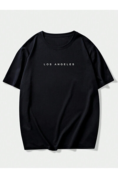 one button Tricou unisex cu imprimeu Los Angeles, cu gât rotund, 100% bumbac