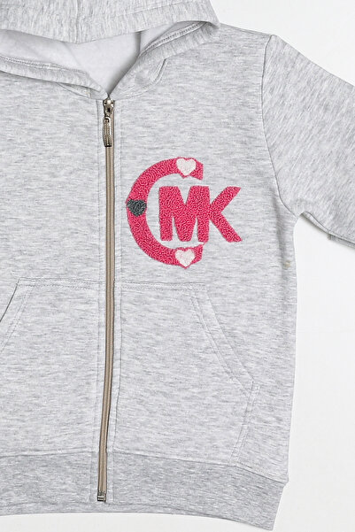 kinderos Kapüşonlu Kız Çocuk Kalın Fermuarlı Sweatshirt - 60705