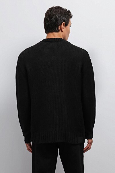 Antioch Black Textured V-Neck Men's Sweater