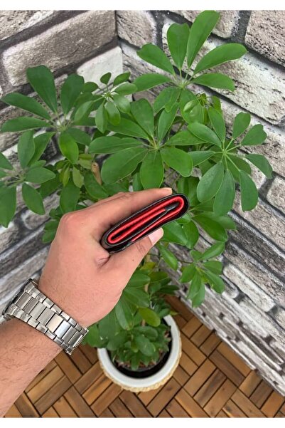 GUARD Siyah Hakiki Deri İçi Kırmızı Üçe Katlanır Dikey Model Spor Erkek Cüzdanı - XD-GRD829-ST