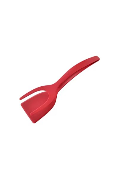 ALBISHOP Spatulă și clește de gătit multifuncționale, silicon rezistent la căldură cu design ergonomic - Roșu