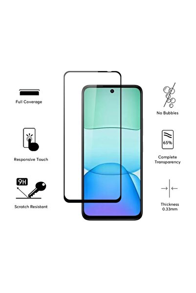 OSG Xiaomi Redmi 12 Uyumlu Tam Kaplayan 9H Ekran Koruyucu Kırılmaz Cam