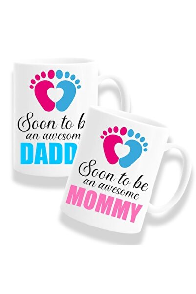 OEM Set 2 căni personalizate pentru viitorii părinți cu mesajul „În curând ve...