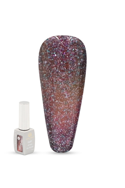 global fashion طلاء أظافر جل فيري كات آي ٨ مل - جل سحري لامع قابل للغسل بالأشعة فوق البنفسجية/الصمام الثنائي الباعث للضوء، لمسة نهائية لامعة تدوم طويلاً