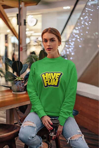 ArtYus SARI HAVE FUN Colorat cu imprimeu guler rotund piese Swea tricou