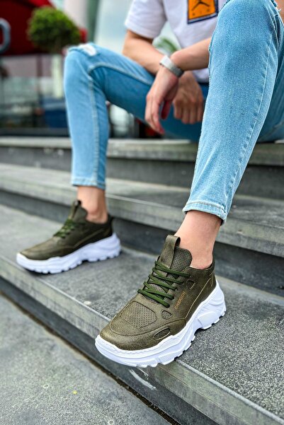 Zerenyus Low Top Lace up Men's Sneakers Khaki