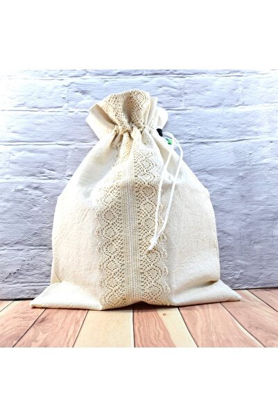 VeraGreen Padded bag for bread 2 kg, linen, with drawstring and stopper, roustique, size M