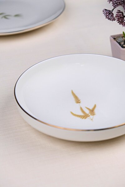 tabakevi Tabak Evi Porcelain Natura Marinum Gold Gilded Deep Plate 18.50cm Single