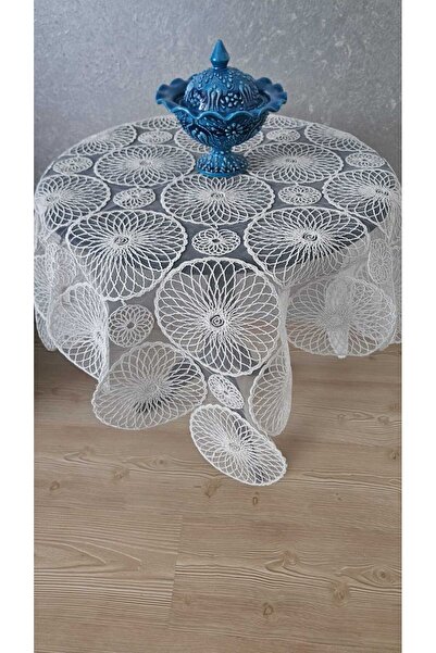 DOLUNAY HOME TEKSTİL Fiskos Masa Örtüsü Tül Güpürlü